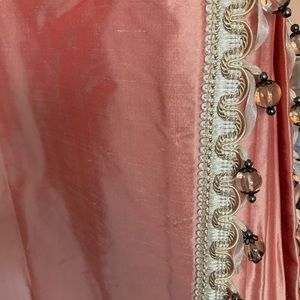 Calico Corners new coral apricot color silk curtain panel 112” tall x 6’